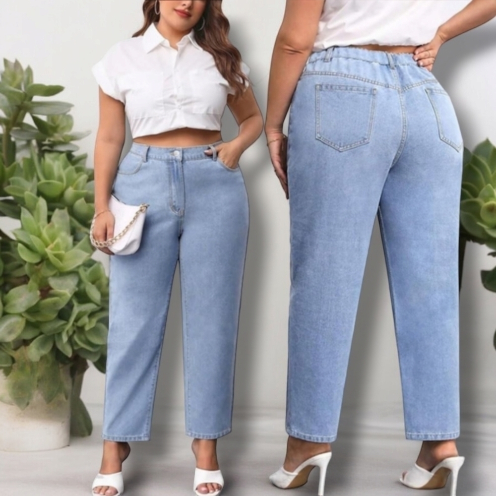 NWT Who What Wear Plus Size Tapered Jeans High Waist Curvy Stretchy